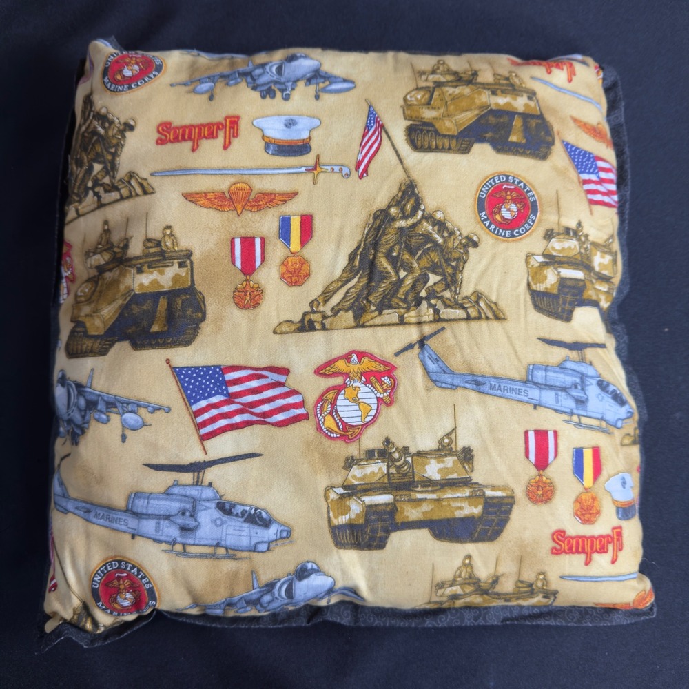 VTG US Marine Corps USMC Semper Fi Military Print Decorative Throw Pillow 15x15